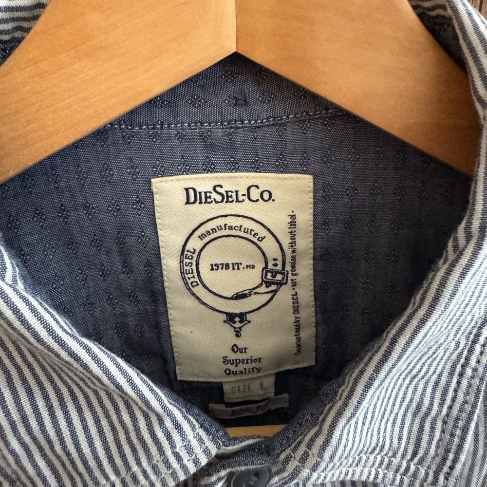 Diesel Men's Striped Gray Shirt size L - Picture 2 of 10